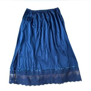 Royal Blue Lace Trim Slip Skirt.